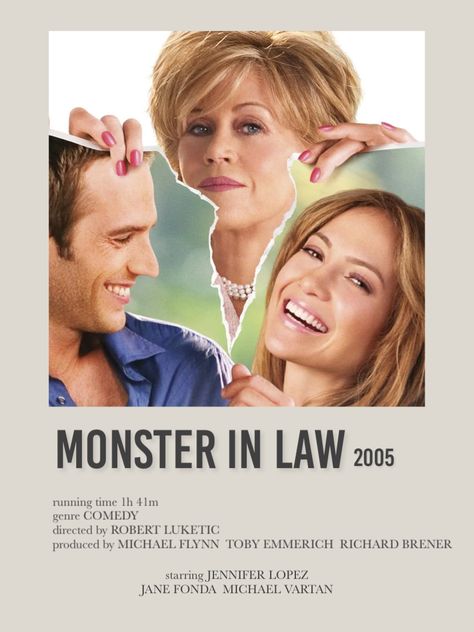 Monster In Law Movie, Jennifer Lopez Movies, Movie Minimalist, 2022 Movies, Monster In Law, Michael Vartan, Bride Wars, Amazing Movies, Character Posters