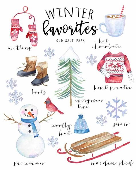 This vintage style watercolor winter printable is perfect for Christmas and winter decor or even as a card. Free printable included. January Watercolor Ideas, Winter Watercolor Ideas, Watercolor Art Winter, Vintage Winter Illustration, January Watercolor, Free Watercolor Printable, Free Winter Printables, Winter Printables Free, January Themes