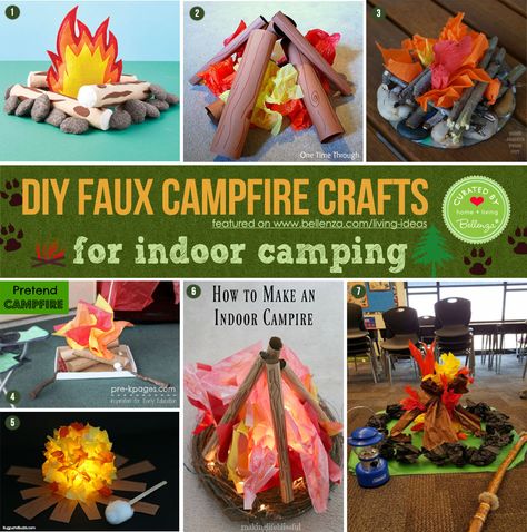 Camping Event Ideas, Indoor Campfire Ideas, Diy Campfire Decor, Indoor Campfire, Campfire Decor, Campfire Centerpiece, Diy Camping Decor, Campfire Decorations, Campfire Centerpiece Ideas