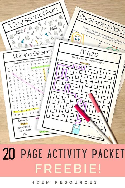 Activities For When Students Finish Work, Second Grade Enrichment Activities, Extra Time Activities Classroom, Fun Busy Work For Students, Second Grade Independent Activities, Second Grade After School Activities, Third Grade Early Finisher Activities, Early Finisher Ideas Kindergarten, Middle School Early Finishers Activities