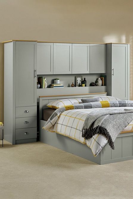 Custom Cabinets Living Room, Hacks For Small Bedrooms, Overbed Storage, Double Bed With Storage, Small Bedroom Storage, Small Bedroom Furniture, Fitted Bedrooms, Box Bedroom, Small Bedrooms