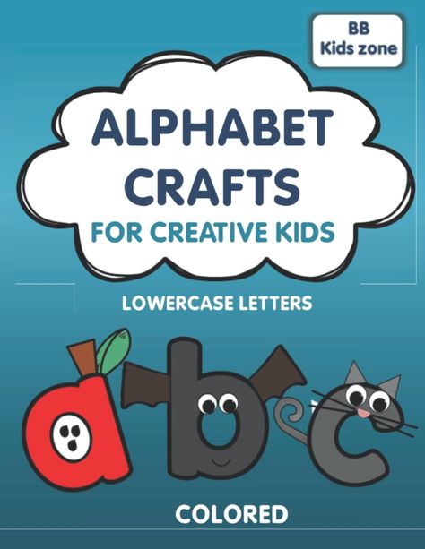 PRICES MAY VARY. This alphabet letter crafts book is a  fun and crafty way to introduce the lowercase alphabet to your kids.  These engaging letter crafts will help your kids with their letter recognition all while being creative. Your kiddos will be  learning about letters and letter sounds , as well as practicing important  fine motor skills . In this book you will receive everything you need to build: A-apple - B-bat - C-cat - D-donut - E-egg - F-flower - G-grapes - H-hat - I-iguana - J-jaguar - K-kite - L-ladybug - M-magnet - N-ninja - O-octopus - P-pirate - Q-queen - R-rocket - S-snake - T-tree - U-umbrella - V-vas - W-worm - X-x-ray - Y-yo-yo - Z-zebra   With his book you can have a fun and lovely time with your kids, and it's a great gift for the little ones.   features: colored ver Alphabet Letter Crafts, Crafts Book, Letter Crafts, Lowercase Alphabet, Alphabet Crafts, Letter A Crafts, Being Creative, Letter Sounds, Letter Recognition