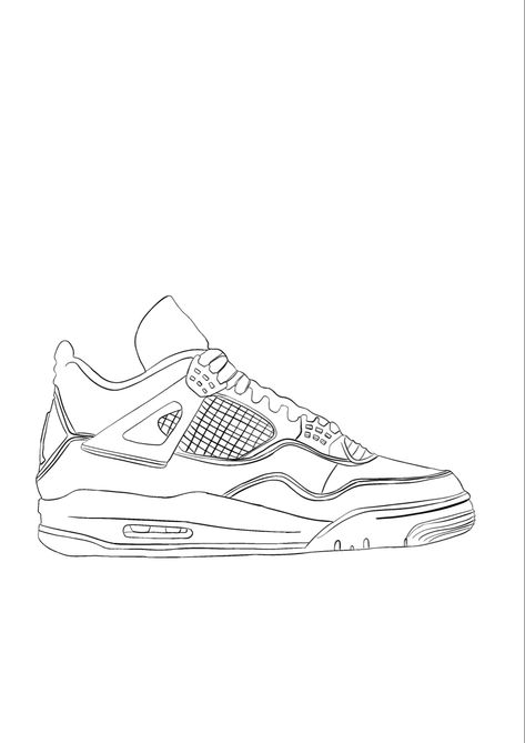 #jordan #4 #outline Air Jordan 4 Drawing, How To Draw Air Jordan, Air Jordan Shoes Drawing, Jordan 4s Drawing, Jordan 4 Sketch, Jordan 4 Painting, Jordan 4 Drawing, Jordans Drawing, Jordan Shoes Drawing