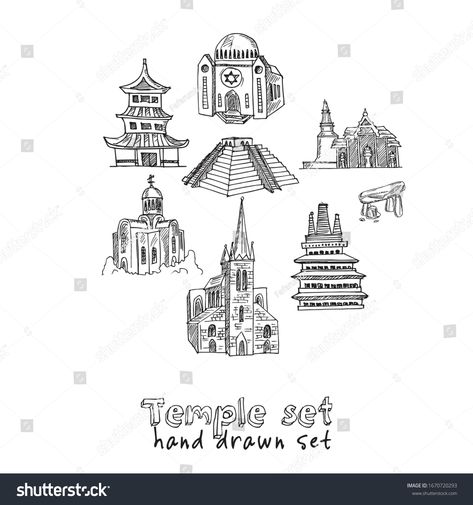 Temple Doodle, Temple Drawing, Hand Images, Background Watercolor, Drawing Stuff, Design Background, Watercolor Background, Portfolio Design, White Background