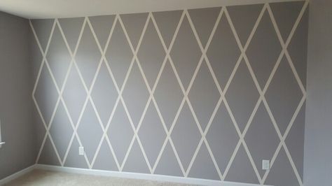 Gray Accent Wall Bedroom, Rose Gold Rooms, Glitter Paint For Walls, Wall Paint Patterns, Grey Accent Wall, Accent Wall Colors, Stripped Wall, Purple Bedrooms, Accent Wall Paint