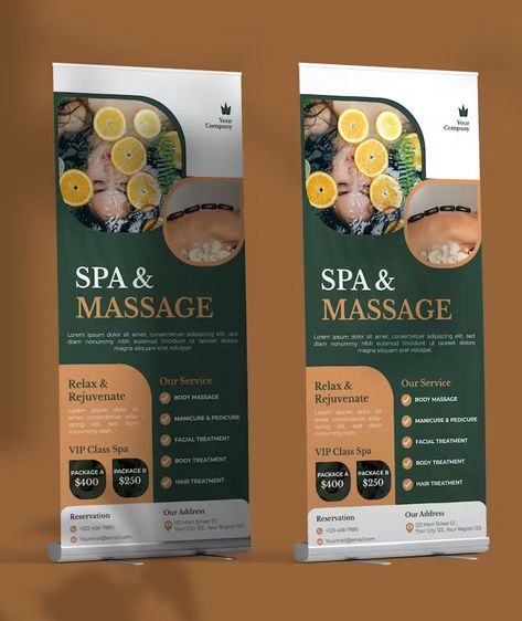 Spa Massage Roll Up Banner Template - AI, EPS, PSD Massage Poster Design Ideas, Standy Ads Design Creative, Massage Poster, Makeup Mockup, Banner Spa, Menu Spa, Spa Banner, Business Posters, Travel Advertising Design