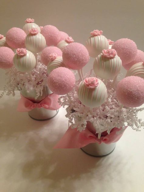 Cake Pops and Truffles - These would also be great for a baby shower. Cake Pop Packaging Ideas, Perfect Cake Pops, Rose Cake Pops, Flower Cake Pops, Baby Shower Cake, Cake Pop Bouquet, Pink Cake Pops, Cake Pop Decorating, Wedding Cake Pops