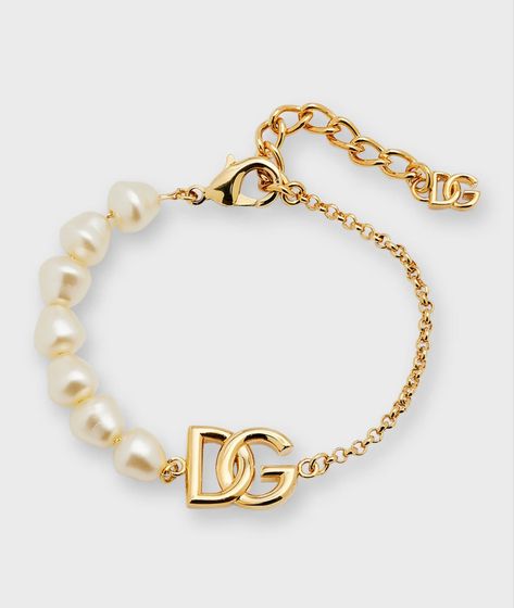 Dolce & Gabbana Dolce And Gabbana Jewelry, Dolche Gabana, Dolce Gabbana Jewelry, Dg Logo, Brass Bracelet, Expensive Jewelry, Dolce E Gabbana, White Beads, Dolce & Gabbana