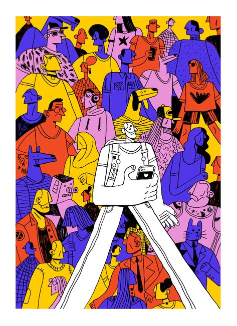 Stand Out From The Crowd Illustration, Crowds Illustration, Crowd Of People Illustration, Audience Illustration, Crowd Painting, Crowd Illustration, Crowd Art, Pride Illustration, Crowd Drawing