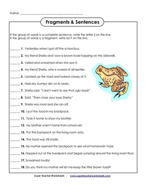 English fragments sentences Grammar Sentences, Sentence Fragments, Writing Complete Sentences, Run On Sentences, Compound Sentences, Covalent Bonding, Super Teacher, Long Vowels, Complete Sentences