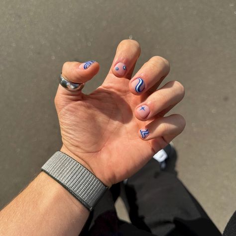 An idea for an interesting manicure for a man Minimalist Nail Art Men, Men’s Minimalist Nails, Short Masc Nails, Men Manicure Design, Nail Boy, Masc Nails Designs, Men’s Nails, Men Nails Design, Masculine Nail Designs