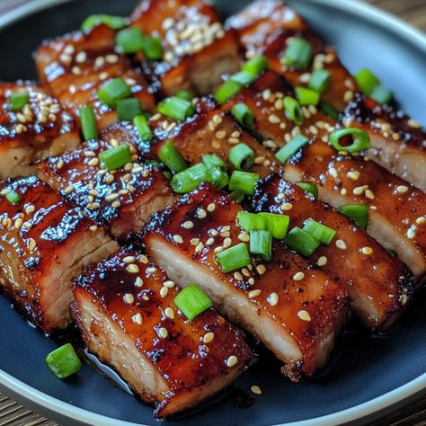 🥓 "Savor the smoky, savory flavors of Korean BBQ Pork Belly—an absolute must-try!" 🍖🔥 #KoreanBBQ #PorkLovers Korean BBQ Pork Belly Ingredients: Pork belly slices (1 lb) Soy sauce (1/4 cup) Gochujang (2 tbsp) Garlic (2 cloves, minced) Sesame oil (1 tbsp) Honey (1 tbsp) Green onions (2, chopped) Sesame seeds (1 tbsp) Instructions: In a bowl, mix soy sauce, gochujang, minced garlic, sesame oil, and honey. Marinate pork belly slices in the mixture for at least 1 hour. Preheat a grill or pan o... Sliced Pork Belly Recipes, Korean Bbq Pork Belly, Korean Bbq Pork, Pork Belly Slices, Pork Belly Recipes, African Cooking, Instagram Recipes, Marinated Pork, Trending Recipes