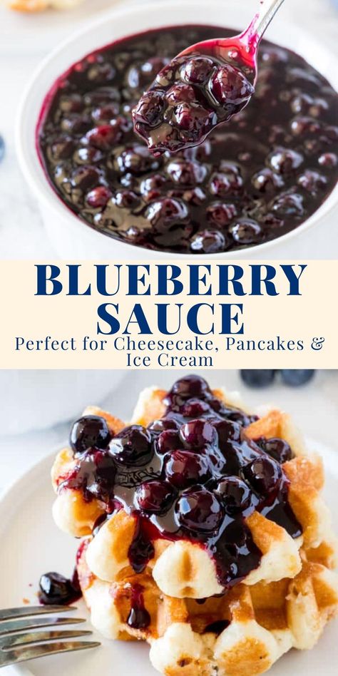 Blueberry Sauce For Cheesecake, Blueberry Ice Cream Recipe, Waffles Ice Cream, Blueberry Sauce Recipe, Blueberry Desserts Recipes, Baseball Ideas, Pancake Toppings, Blueberry Topping, Fruit Sauce