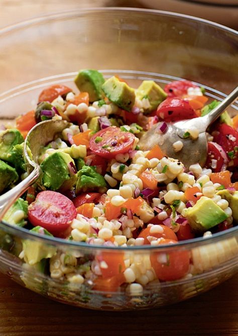 Recipe: Fiesta Corn and Avocado Salad (make ahead, Ina Garten) - Recipelink.com Corn And Avocado Salad, Best Ina Garten Recipes, Fresh Corn Salad, Corn Avocado, Corn Avocado Salad, Yummy Salads, Corn Salad Recipes, Salad Salad, Ina Garten Recipes