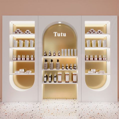 Cosmetic Interior Design, Makeup Shop Interior, Cosmetic Shop Interior Design Shelves, Cosmetic Store Design Interiors, Cosmetic Display Design, Makeup Store Interior, Jewellery Shop Display, Jewellery Display Cabinet, Interior Shop Display