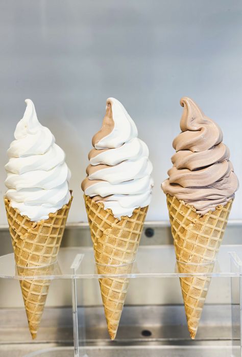 #wafflecone #softserve #chocolate #vanilla #swirl #twist Twist Ice Cream, Chocolate And Vanilla Swirl, Soft Serve Cone, Soft Ideas, Ice Cream Waffle Cone, Ice Cream Swirl, Houses Mansions, Yummy Ice Cream, Waffle Cone