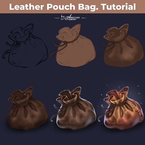 Leather Pouch Bag. Tutorial | Patreon Pouch Drawing, Magic Tutorial, Leather Pouch Bag, Art Help, Bag Tutorial, Reference Poses, Creative Team, Art Tutorial, Digital Art Tutorial