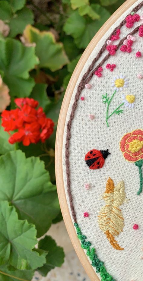 Ladybug Clothes, Embroidery Bugs, Embroidered Ladybug, Ladybug Embroidery Design, Ladybug Embroidery, Bug Embroidery, Bugs Embroidery, Denim Embroidery, Upcycle Clothes Diy