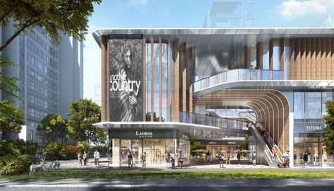 Mall Facade Design Architecture, Mall Facade Architecture, Shopping Mall Architecture Concept, Mall Design Architecture Exterior, Mall Facade, Shopping Mall Design, Kampar, Shopping Mall Architecture, Bawah Air