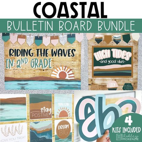 Coastal or Ocean Classroom Decor Bulletin Board Kit - Etsy Australia Ocean Bulletin Board, Ocean Classroom Decor, Beach Theme Classroom, Ashley Mckenzie, Nautical Classroom, Ocean Classroom, Ocean Theme Classroom, Birthday Bulletin, Modern Classroom