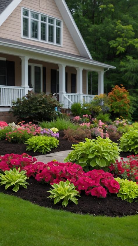 Transform your home's curb appeal with stunning flower beds in front of your house In our latest blog post we explore unique raised flower bed ideas that are perfect for low-maintenance gardening Discover DIY options using rustic stone and white rock to create a charming landscape that thrives in full sun We share easy tips for incorporating perennials and arranging colorful rocks that will enhance the beauty of your outdoor space Say goodbye to boring front yards and hello t Raised Flower Bed Ideas, Flower Beds In Front Of House, Front Porch Flower Bed, Easy Flower Bed Ideas, Raised Flower Bed, Colorful Rocks, Front Porch Flowers, Porch Flowers, Flower Bed Ideas