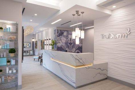 TruDerm Dermatological Clinic - Healthcare Snapshots Medspa Marketing, Ortho Office, Medical Office Interior, Hospital Reception, Medical Clinic Design, Doctor Office Design, Allen Texas, Cash Counter, Medical Office Decor