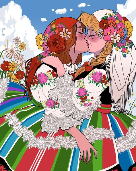 “Happy #PrideMonth from Łowicz girls!” Polish Wedding, Slavic Folklore, Polish Folk Art, Queer Art, Mythology Art, Art Style Inspiration, Comic Book Artists, Gay Art, Ship Art