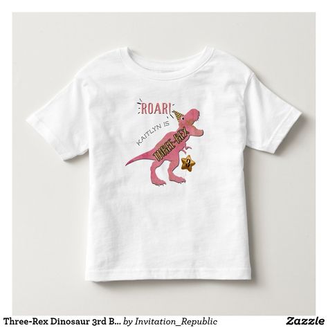 Three-Rex Dinosaur 3rd Birthday Toddler T-shirt Dinosaur 3rd Birthday, Watercolor Foliage, Toddler Tops, Birthday Letters, Cadeau Photo, Dinosaur Birthday Party, Birthday Tshirts, Third Birthday, Dinosaur Birthday