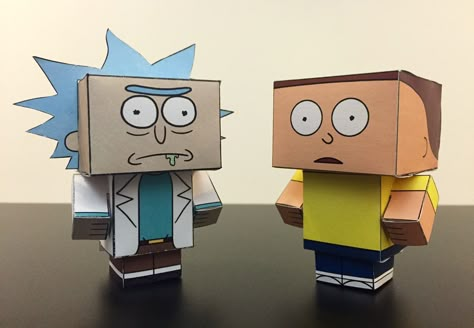 Rick and Morty Rick And Morty Birthday, Rick And Morty Party, Cube Craft, Box Character, Morty Drawing, Rick And Morty Drawing, Box Template Printable, Paper Cube, Free Paper Models