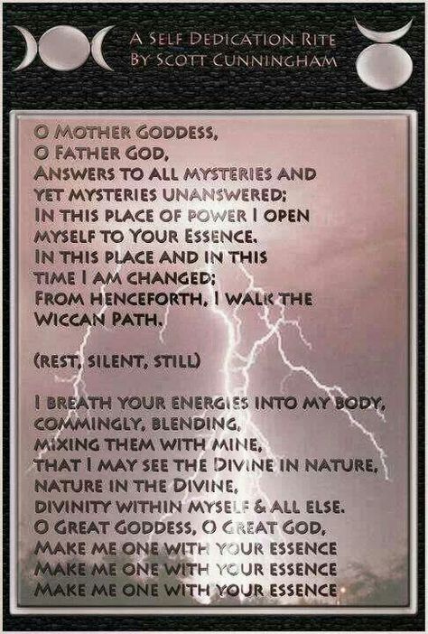 Self dedication ritual by Scott Cunningham <3 Self Dedication, Mother Hecate, Wiccan Prayers, Samhain Wicca, Circle Cast, Magical Stuff, Esoteric Knowledge, Goddess Magick, Wicca For Beginners