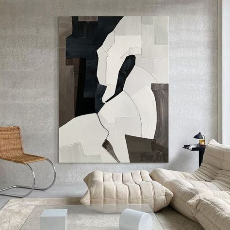 Large Picture Frames On The Wall Living Room, Paintings On Wall, Curtain Wall Decor, Minimalist Decorating, Acryl Art, Gray Painting, Abstract Art Projects, Textured Abstract Painting, Pop Art Abstract