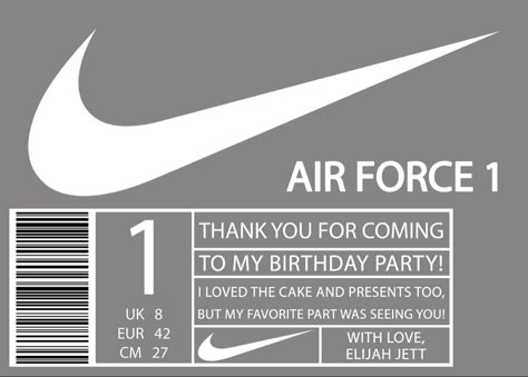 Nike 1st Birthday Party Ideas, Air Force 1 Birthday Party, 1st Kickback Birthday Party, Sneaker First Birthday Theme, Nike First Birthday, Nike First Birthday Theme, Nike Themed Birthday Party, First Kickback Birthday Theme, Nike Theme Party Birthdays