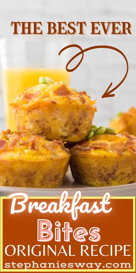 Breakfast Bites - Stephanie's Way Pumpkin Pie Oatmeal, Breakfast Bites, Cooking Thermometer, Colby Jack Cheese, Tater Tots, Egg Bites, Breakfast Pizza, Crumbled Bacon, Quick And Easy Breakfast