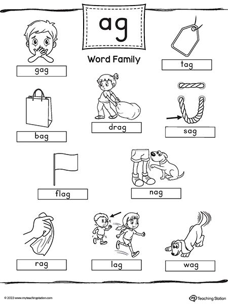 Ag Words Worksheets, Ag Words, Ag Word Family, English Syllabus, Word Families Printables, Kindergarten Word Families, Ccvc Words, Word Family Worksheets, Kids Worksheets