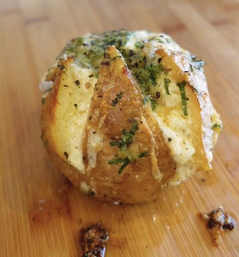 This Garlic Stuffed Jacket Potato is filled to the brim with a creamy cheesy mixture and then doused in butter and garlic. Perfect. Jacket Potato Fillings, Garlic Baked Potatoes, Stuffed Recipes, Great Sides, Jacket Potatoes, Stuffed Baked Potatoes, Food Tiktok, One Potato, Sides Dishes