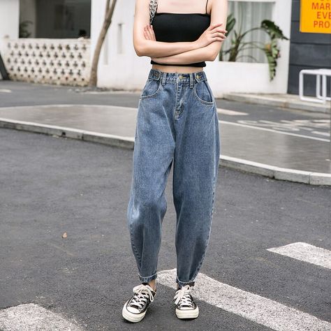 Pantalones Boyfriend, Mom Ripped Jeans, Harem Jeans, Ripped Jeans Women, Trendy Jeans, Ankle Length Jeans, New Retro, Women Denim Jeans, Women Pants Casual