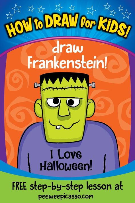 How to draw Frankenstein Frankenstein Directed Drawing For Kids, Easy Frankenstein Drawing, Frankenstein Drawing Easy, Drawing Frankenstein, Draw Frankenstein, Cartoon Frankenstein, Frankenstein Drawing, Kids Drawing Projects, Draw Objects