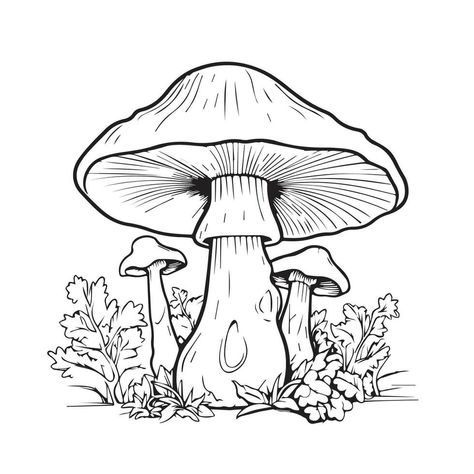 mushroom coloring page Mushroom Line Art, Trippy Coloring Pages, Mushroom Coloring, The Mushroom, Heart Tree, Cityscape Photos, Nature Backgrounds, Heart With Arrow, Photo Template