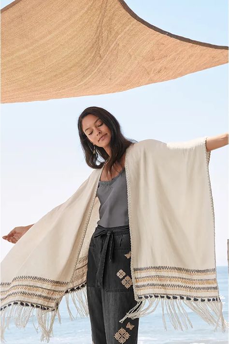 New Arrivals | Boho Clothing & Accessories | Johnny Was® Johnny Was Clothing, Boho Chic Top, Knit Poncho Sweater, Boho Shawl, Fringe Poncho, Womens Poncho, Poncho Wrap, Poncho Cardigan, Cashmere Poncho