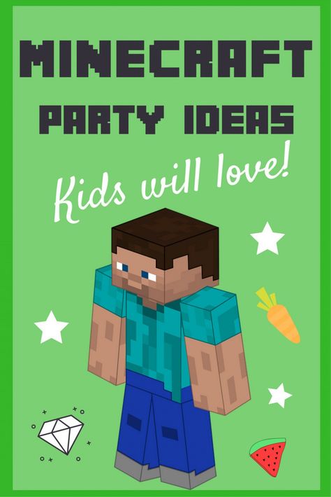 Minecraft Party Activities, Minecraft Birthday Party Games, Minecraft Party Invitations, Minecraft Birthday Decorations, Ideas For Minecraft, Minecraft Party Ideas, Minecraft Birthday Card, Minecraft Party Food, Minecraft Party Printables