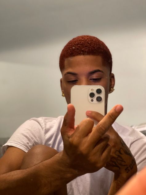 Hair Color For Dark Skin Men, Auburn Hair Men, Black Men Hair, Burgundy Brown Hair, Dark Ginger Hair, Dark Ginger, Black Boys Haircuts, Hair Color For Dark Skin, Men's Piercings