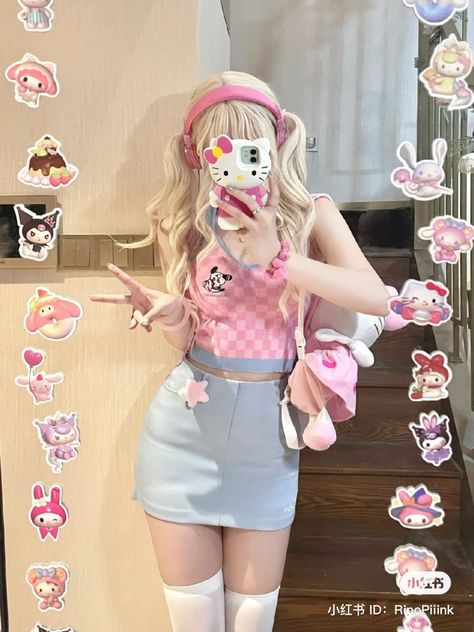 Yume Kawaii Outfit Ideas, Kawaii Summer Outfits, Candy Clothes, Kawaii Outfit Ideas, Kawaii Outfit, Yume Kawaii, Kitty Clothes, Hello Kitty Clothes, Outfit Challenge