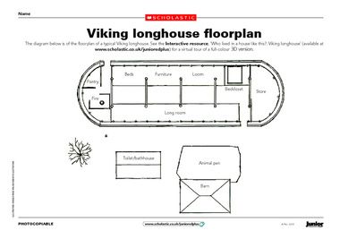 Viking longhouse floor plan – FREE Primary KS2 teaching resource ... Vikings Ks2, Viking House, House Template, Long House, History Activities, Teaching History, Best Templates, Home Learning, Study Unit