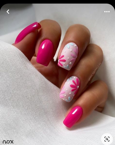 Nails Toes, Hot Pink Nails, Simple Gel Nails, Finger Nails, Her Nails, Cute Gel Nails, Hair Balayage, Short Acrylic Nails Designs, Pink Acrylic Nails