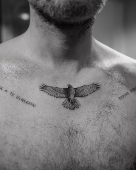 Chest Tattoo Woman, Chest Tattoo With Meaning, Chest Piece Tattoo, Eagle Chest Tattoo, Falcon Tattoo, Hawk Tattoo, Tattoo Chest, Pieces Tattoo, Bicep Tattoo