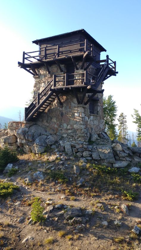 Fire Tower House, Tower House Plans, Fire Watch Tower, Dnd Resources, Fantasy Terrain, Fire Lookout, Fire Tower, Stone Tower, Lookout Tower