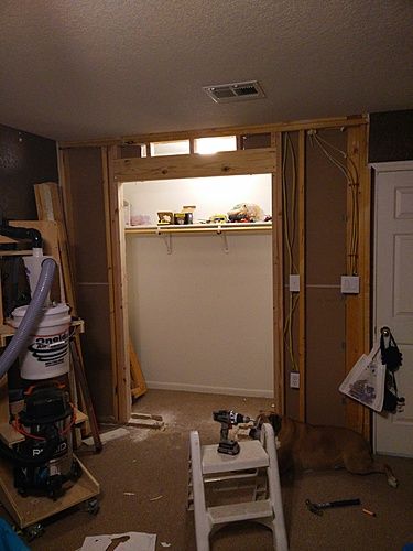 Removing Doors From Closet, Untraditional Closet Door, Widen A Closet Doorway, How To Widen A Closet Doorway, Making Closet Opening Bigger, Expanding Closet Door Opening, How To Widen Closet Door Opening, How To Widen Closet Opening, Changing Sliding Closet Doors To Hinged