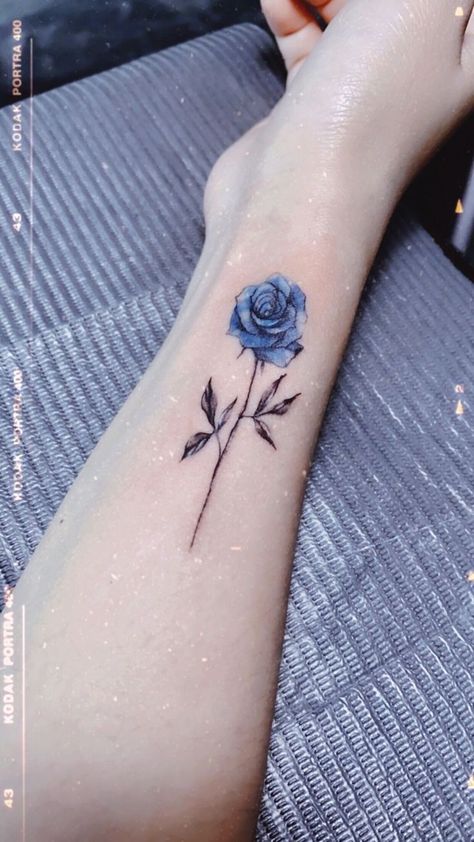 Tattoo Blue Rose, Blue Rose Watercolor, Tiny Flower Tattoos, Watercolor Rose Tattoos, Rose Tattoos For Women, Blue Rose Tattoos, Silhouette Tattoos, Blue Tattoo, Gorgeous Tattoos