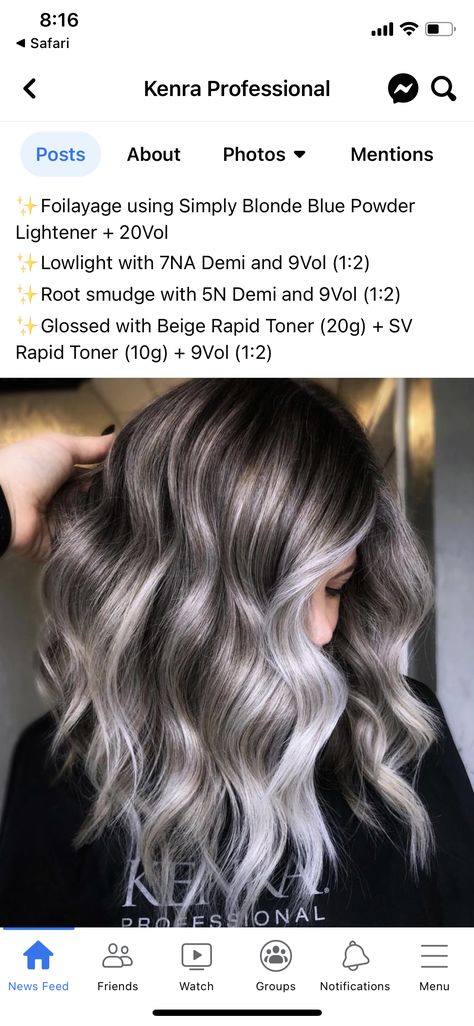 Gray Biolage Highlights, Platinum To Grey Hair, Dark Ash Blonde Ombre, Dark Roots Blonde Hair Balayage Ash Grey, Gray Hair Ombre Balayage, Balage Hair Grey, Brown Hair Silver Balayage, Balayage Hair Gray Silver, Grey Mushroom Hair Color