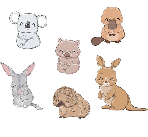 Wombat Drawing, Fabric Marker Ideas, Safari Logo, Cute Australian Animals, Australian Animal Nursery, Koala Illustration, Koala Drawing, Australia Crafts, Animals Australia